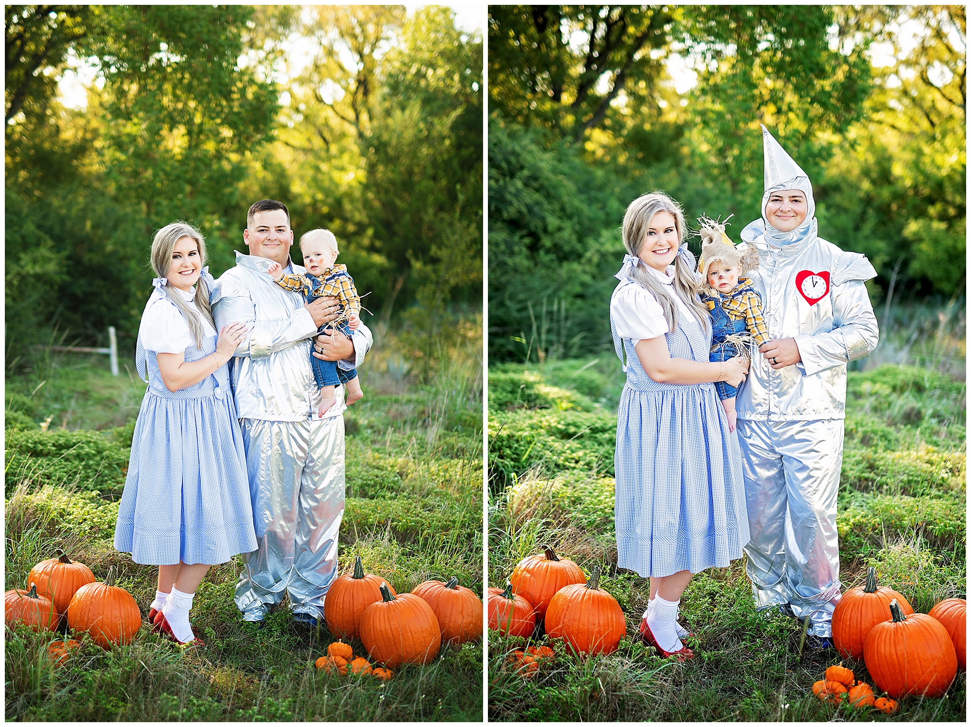 the tin man, scarecrow and Dorthy halloween costumes