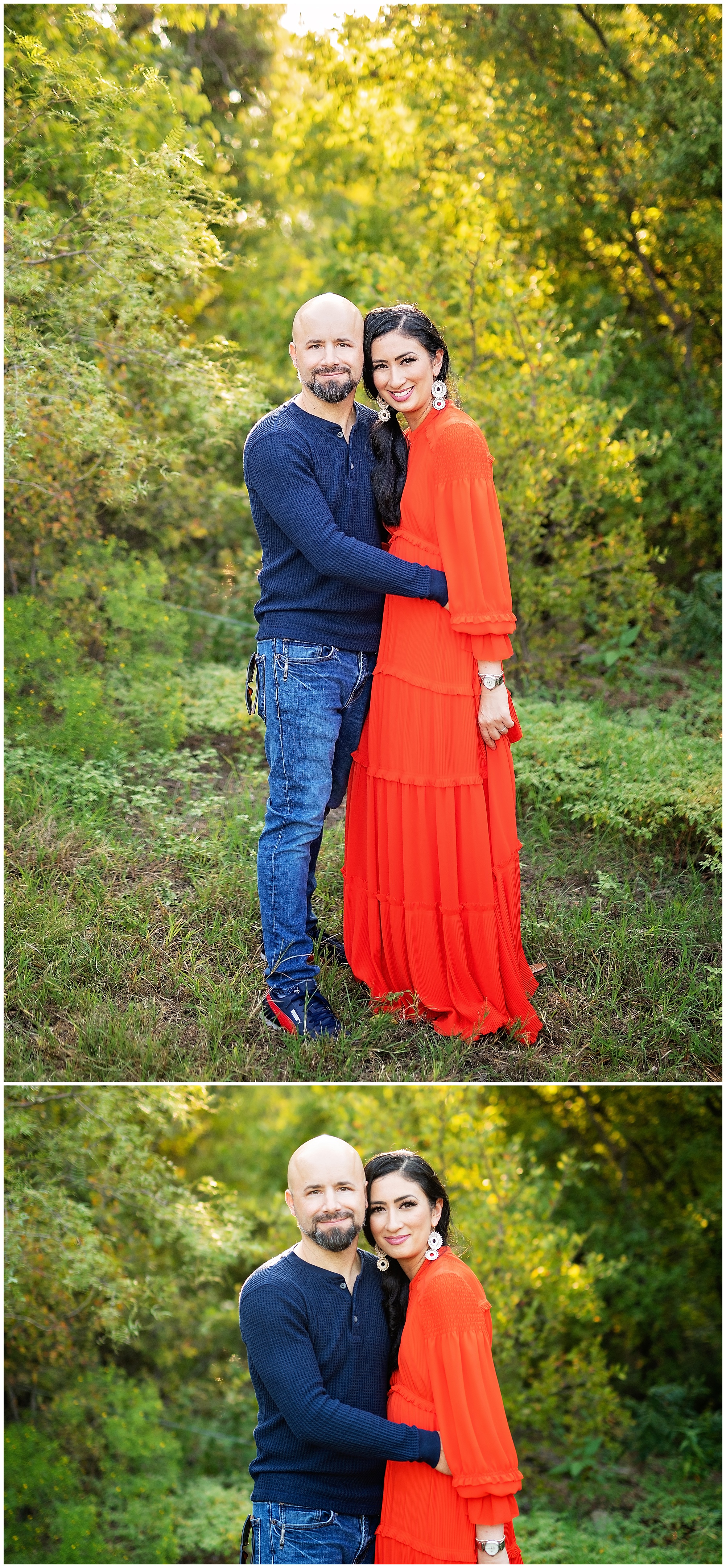 mom and dad in a field for couples photos