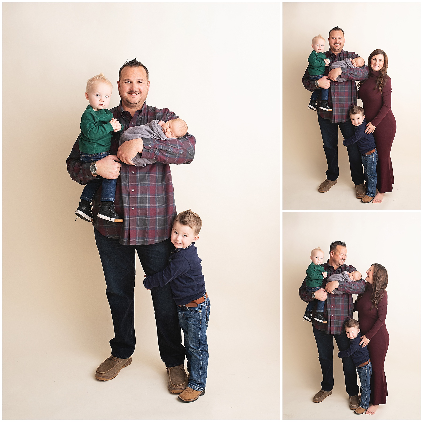 family of five standing together in their first new family photos
