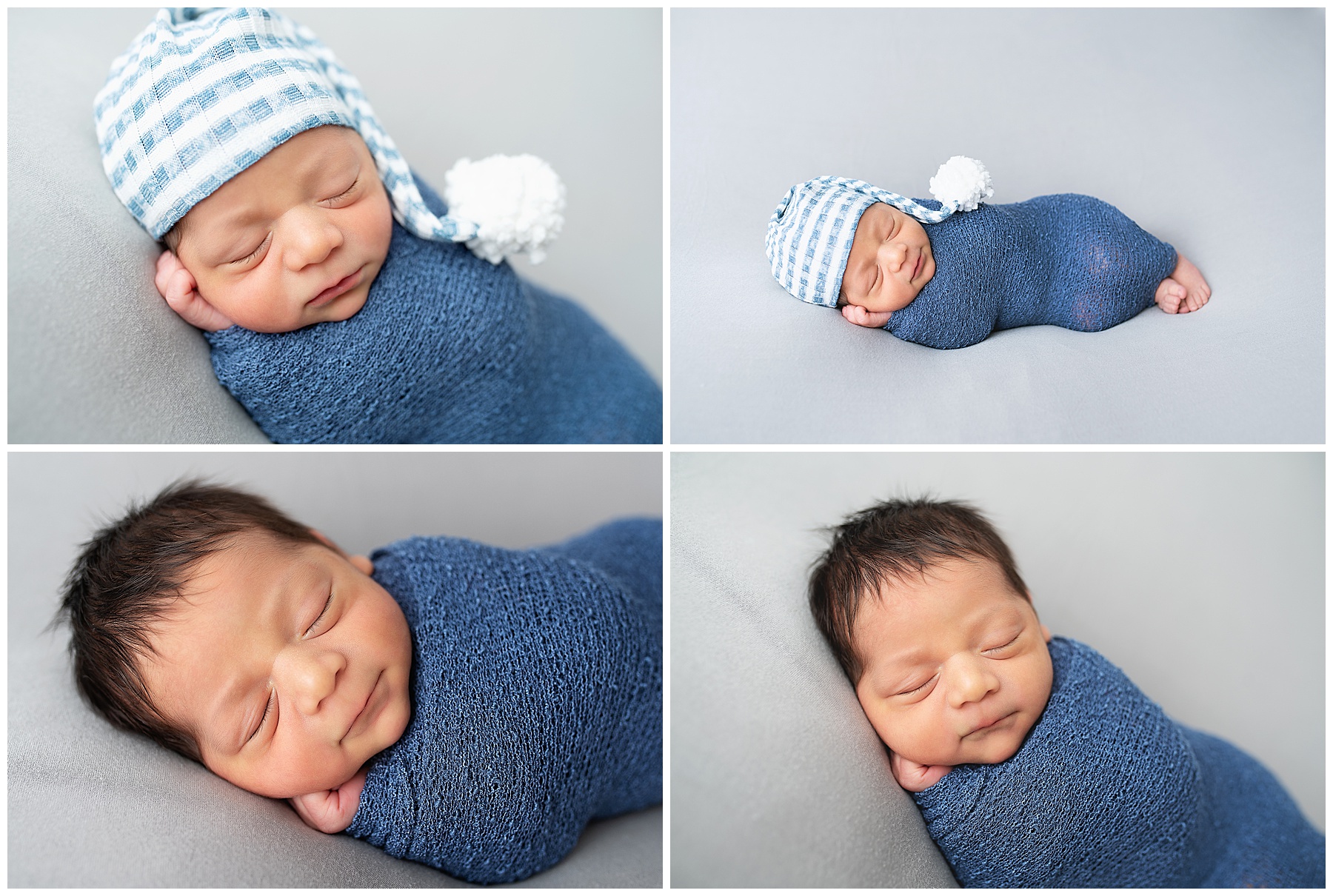 swaddled up baby boy laying for his photo session