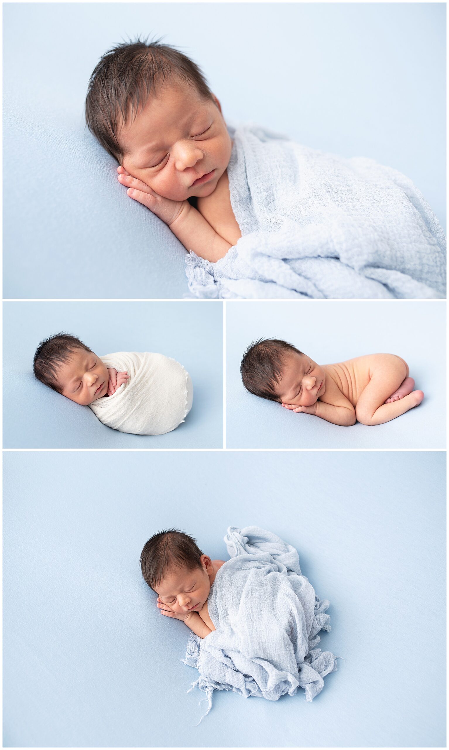 newborn boy posing for his newborn photo session