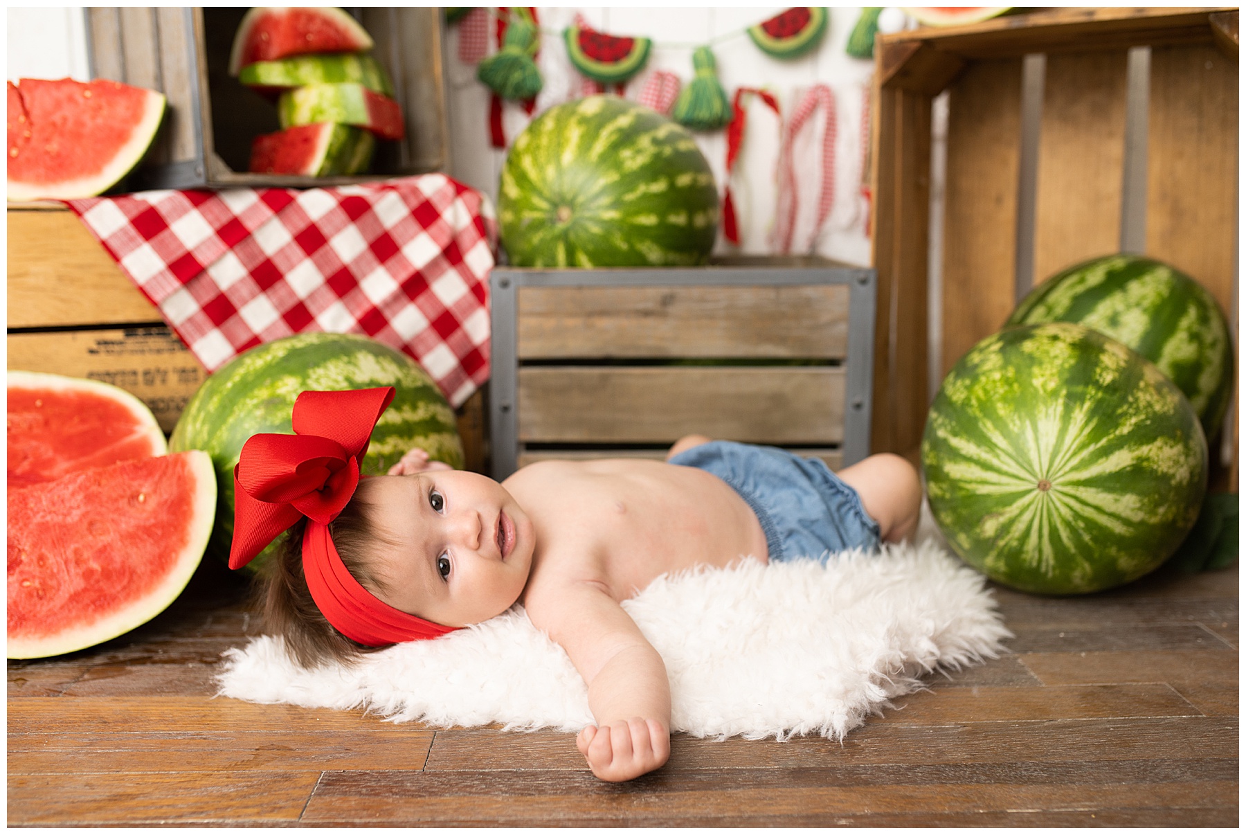 watermelon themed photo session for the baby girl