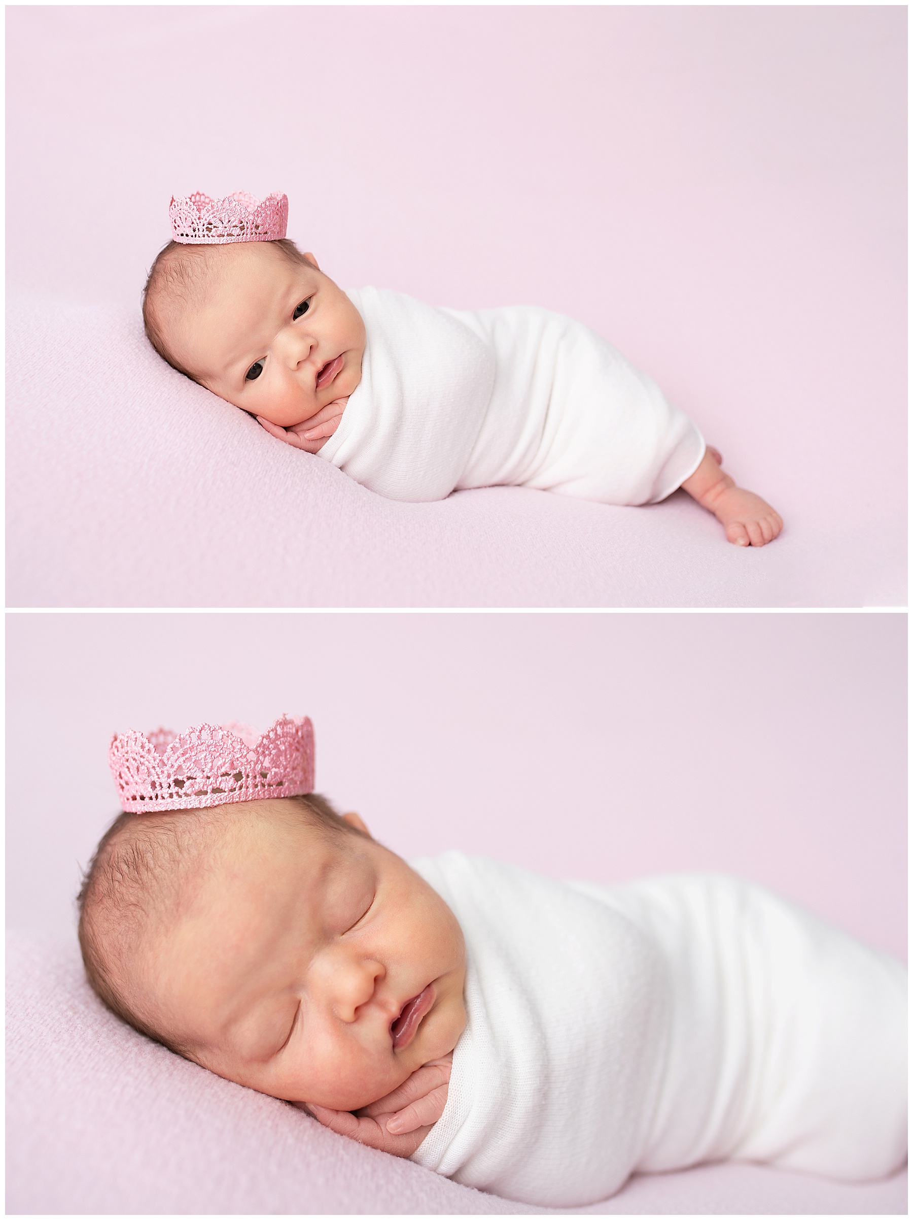 newborn girl with her princess crown for his photo session