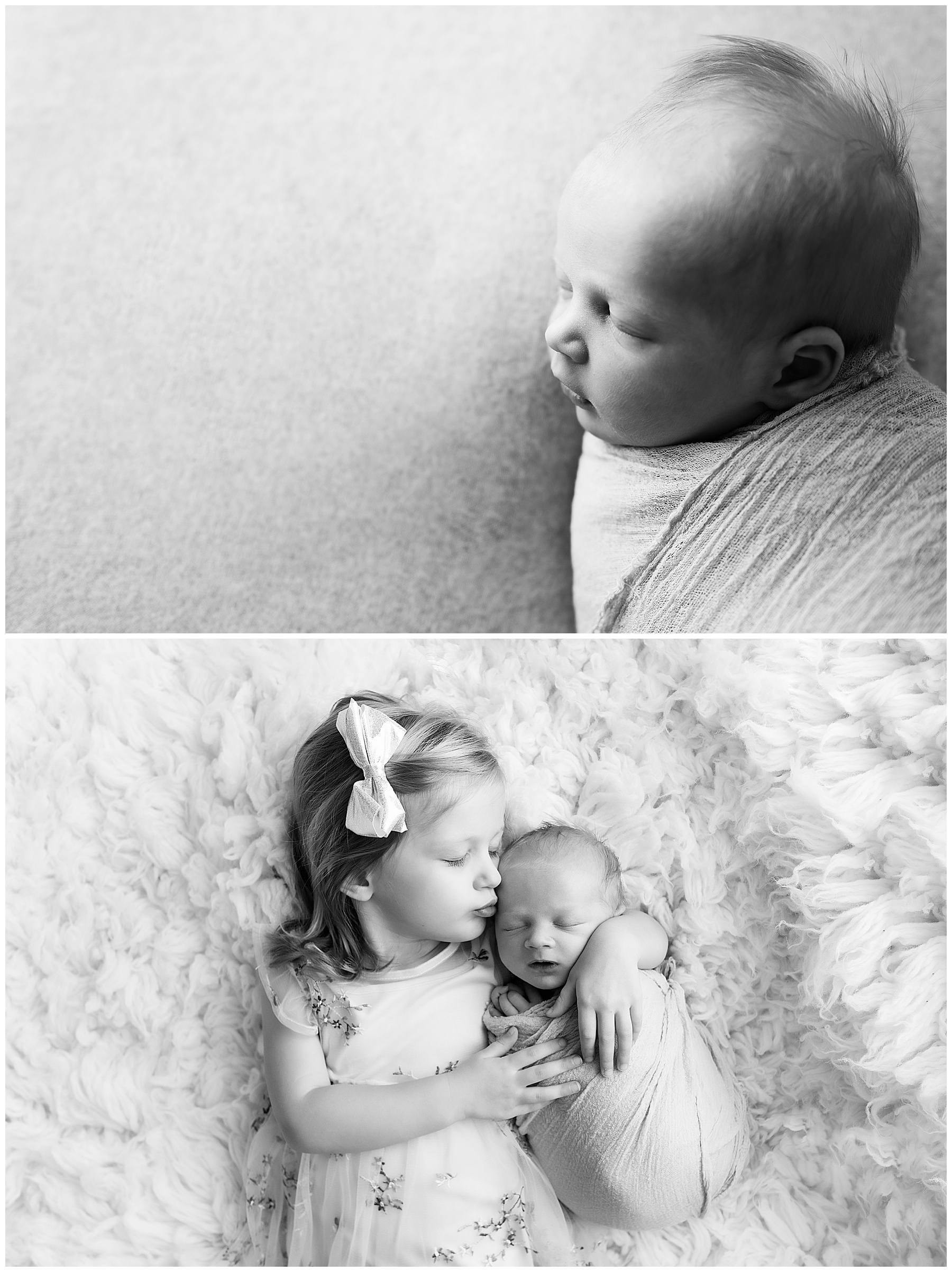 big sister loving on her new baby brother