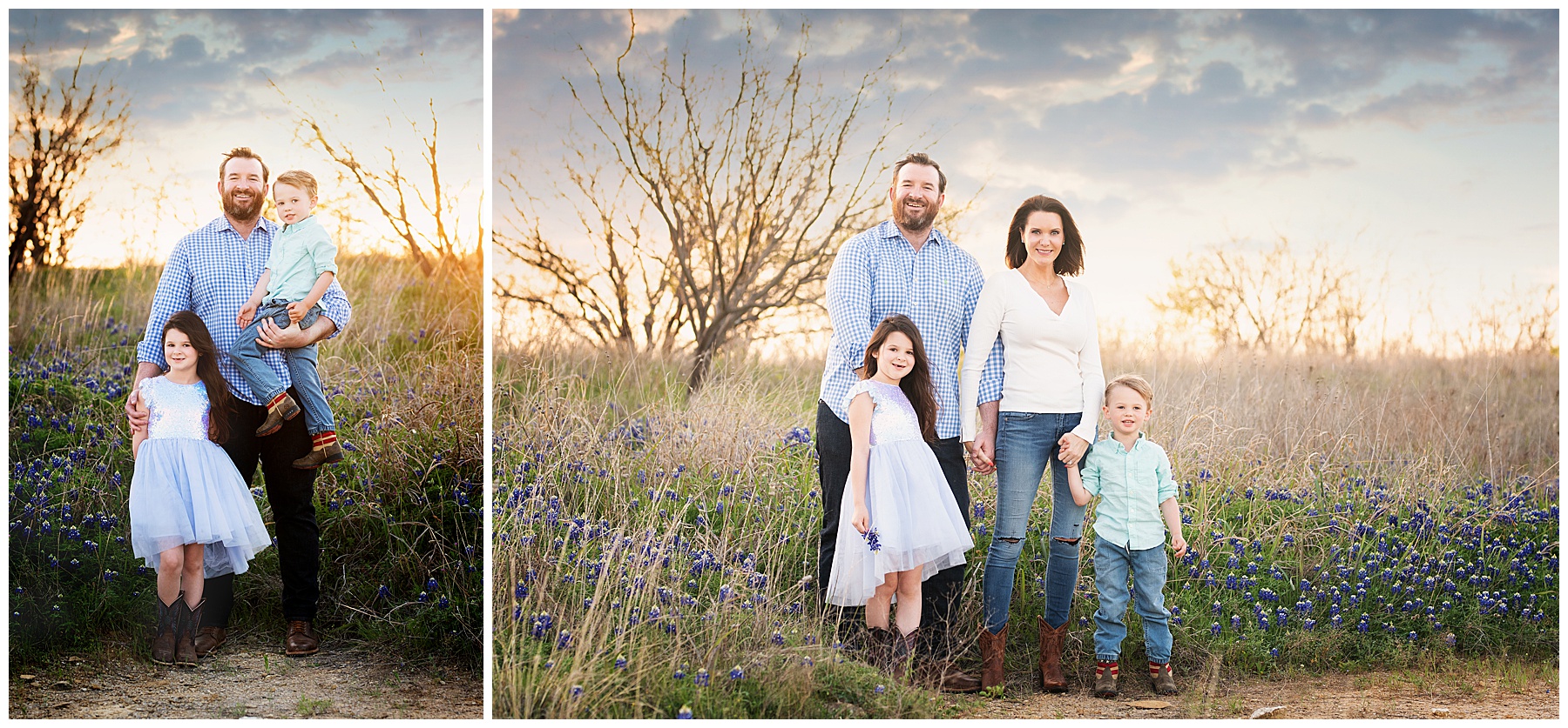 family photos in the bluebonnets to end the evening