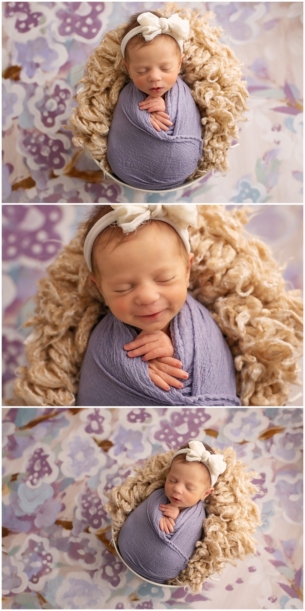 happy smiles for this newborn girl in the photo studio today!